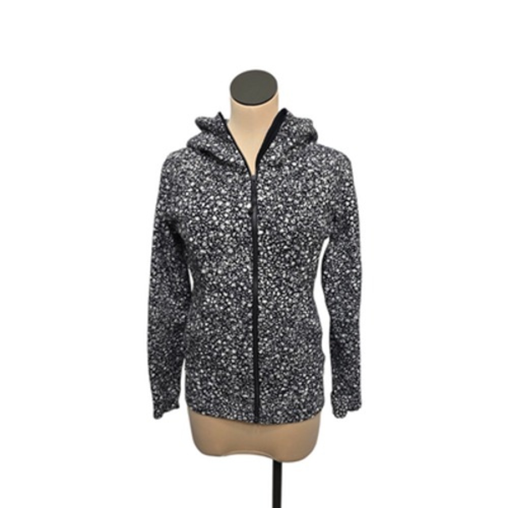 Lululemon Hoodie Womens 8 Black White Scuba Full Zip Hooded Sweatshirt‎ Yoga